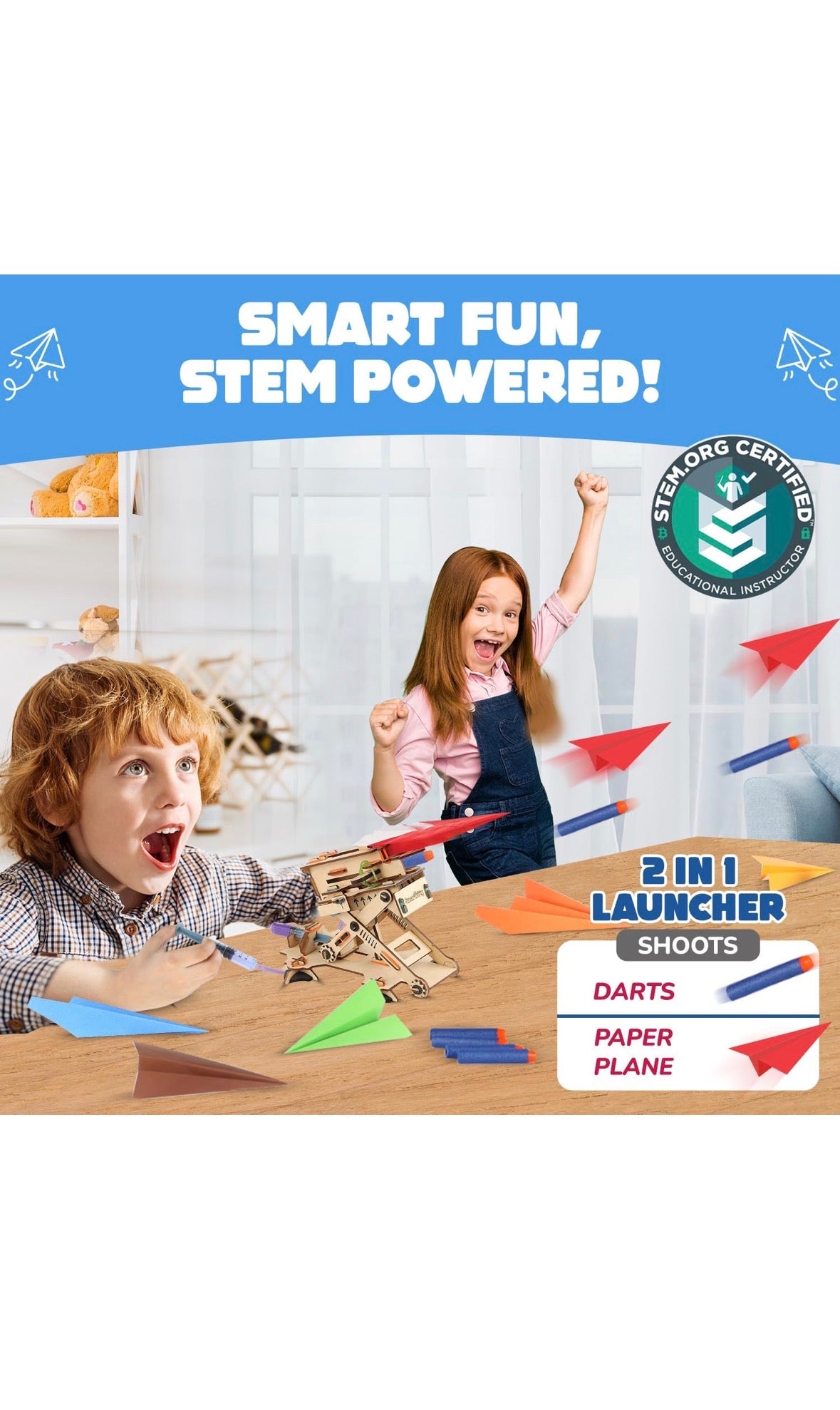 martivity Hydraulic Plane Launcher | DIY STEAM Building Kit for Kids 6-12 | Build & Launch Paper Planes | Learn Hydraulics & Aerodynamics | Eco-Friendly STEM Toy