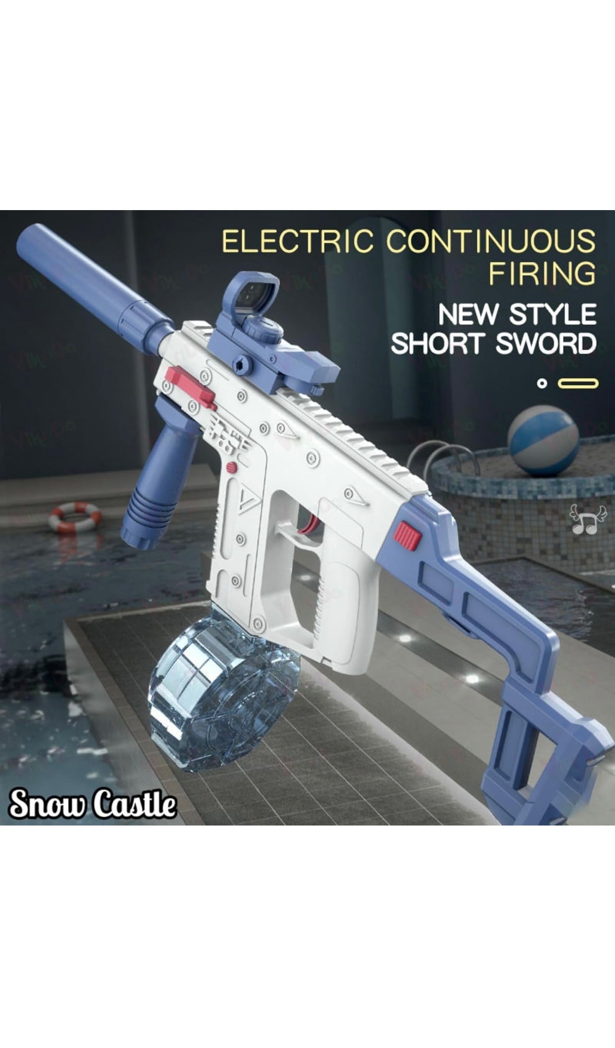 🔫 Electric Gel Blaster Toy Gun with Drum Magazine & Silencer (Rechargeable)