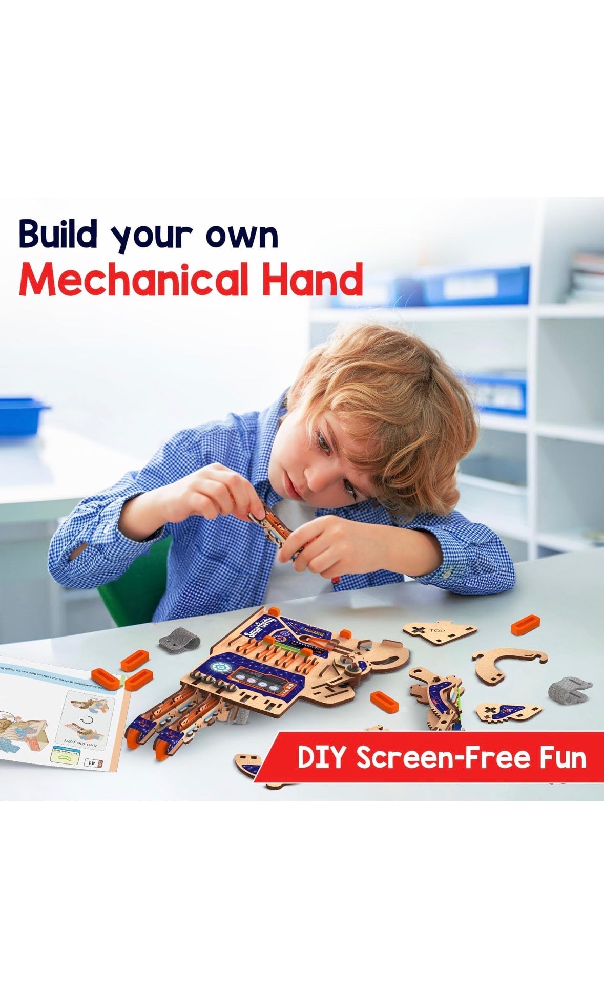 Smartivity Robotic Mechanical Hand | DIY STEAM Building Kit for Kids 8-14 | Learn Anatomy, Engineering & Biomimicry | Free Stickers Included | Eco-Friendly STEM Toy