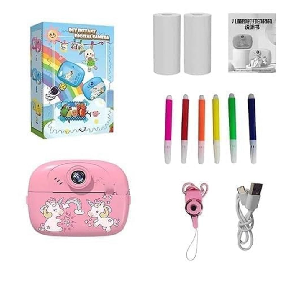 Instant Print Camera for Kids, Dual Selfie Digital Camera with 1080P HD Videos Recoding, 48 MP BT & App Control Instant Photo Printer for Girls (2 in 1 Instant Camera Multi Colour)
