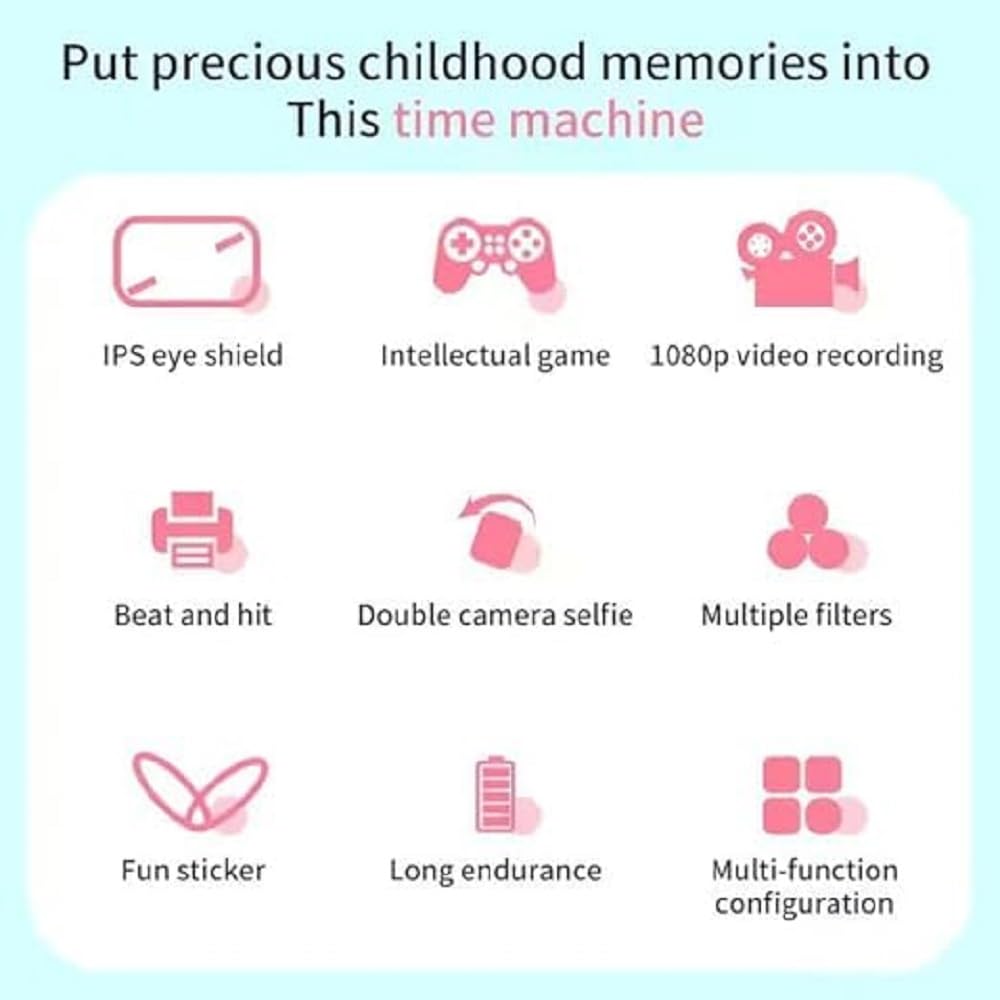 Instant Print Camera for Kids, Dual Selfie Digital Camera with 1080P HD Videos Recoding, 48 MP BT & App Control Instant Photo Printer for Girls (2 in 1 Instant Camera Multi Colour)
