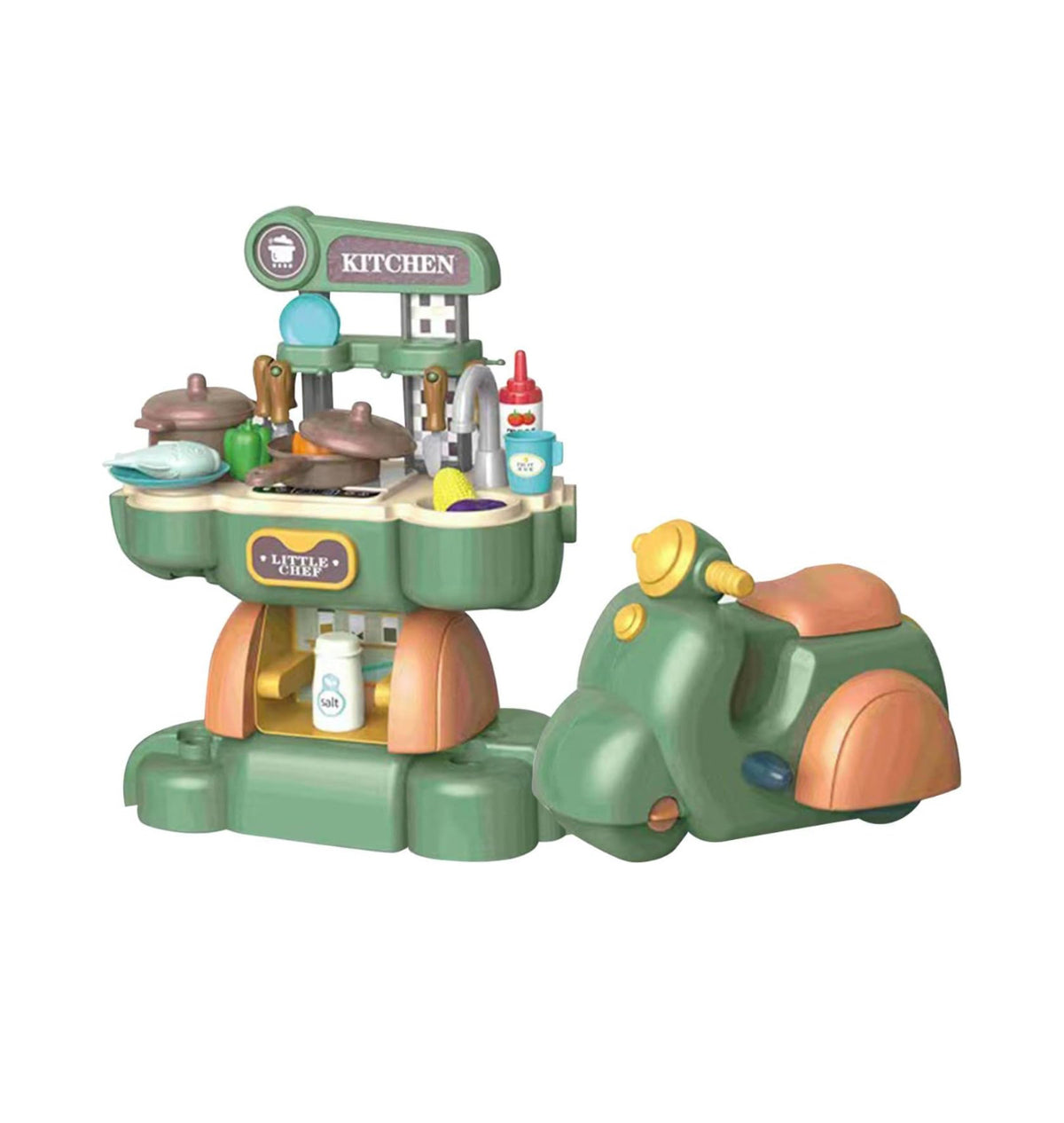 Little Chef Kitchen Scooter Playset – 2-in-1 Cooking & Ride-On Toy