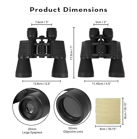 Binocular for Bird Watching with 20 x 50 Zoom Option | Long Distance Durbin for Sports Events Camping Hiking and Tourism (1Pc, Black)