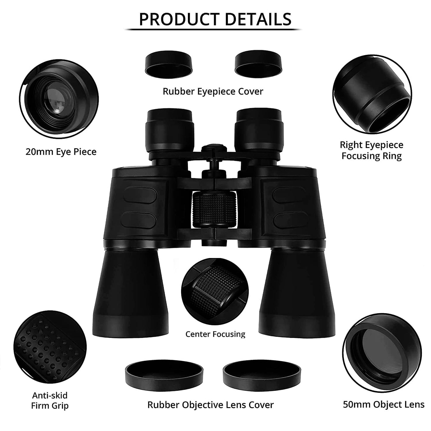 Binocular for Bird Watching with 20 x 50 Zoom Option | Long Distance Durbin for Sports Events Camping Hiking and Tourism (1Pc, Black)