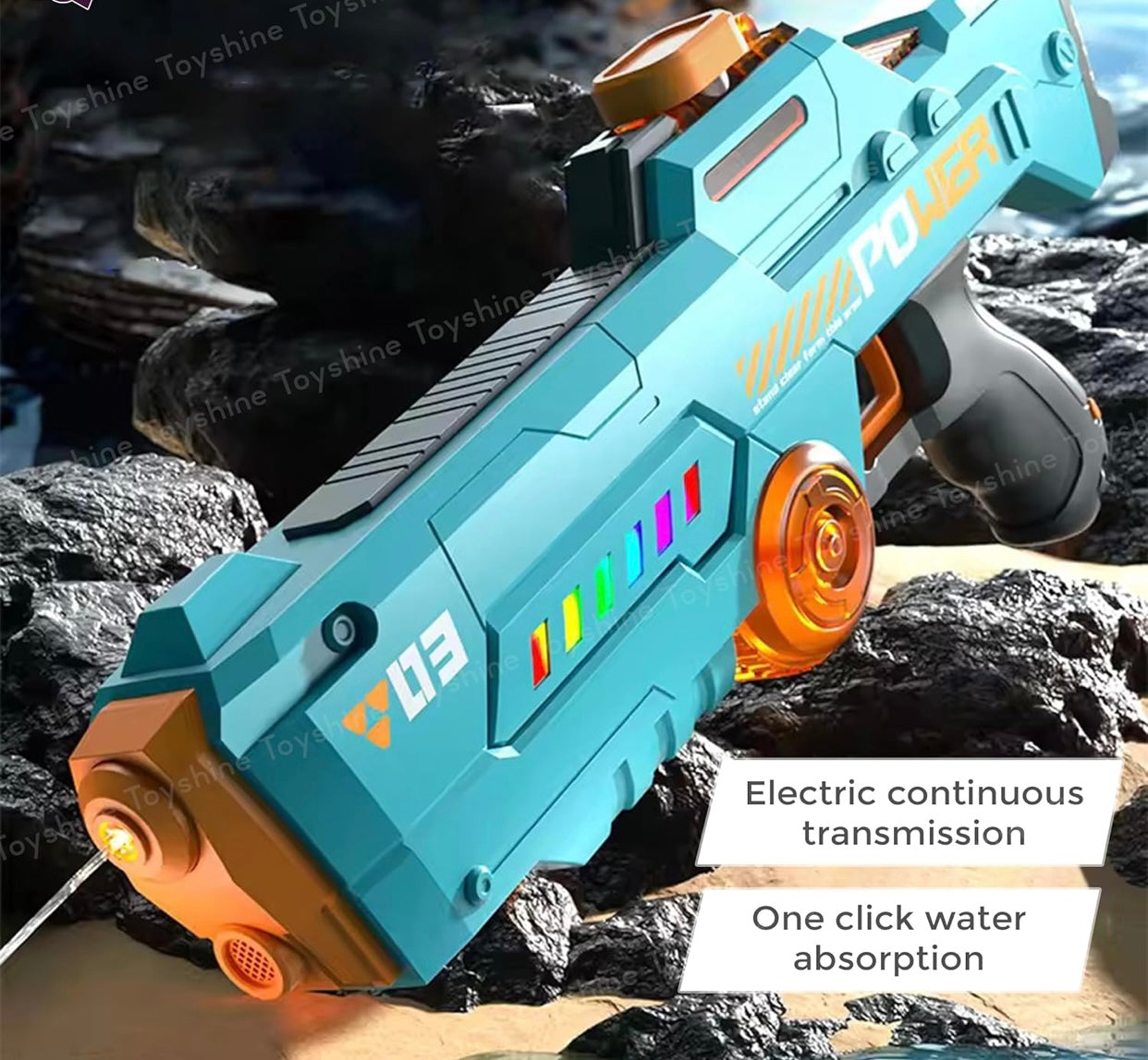 Electric Water Gun for Kids – High Power Automatic Water Blaster with LED Lights | Rechargeable Summer Pool Toy