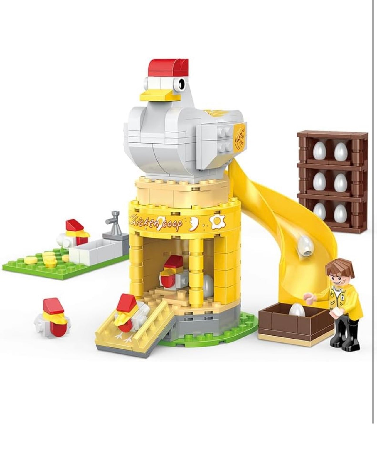 Giant Chicken Coop Building Blocks Set with Slide