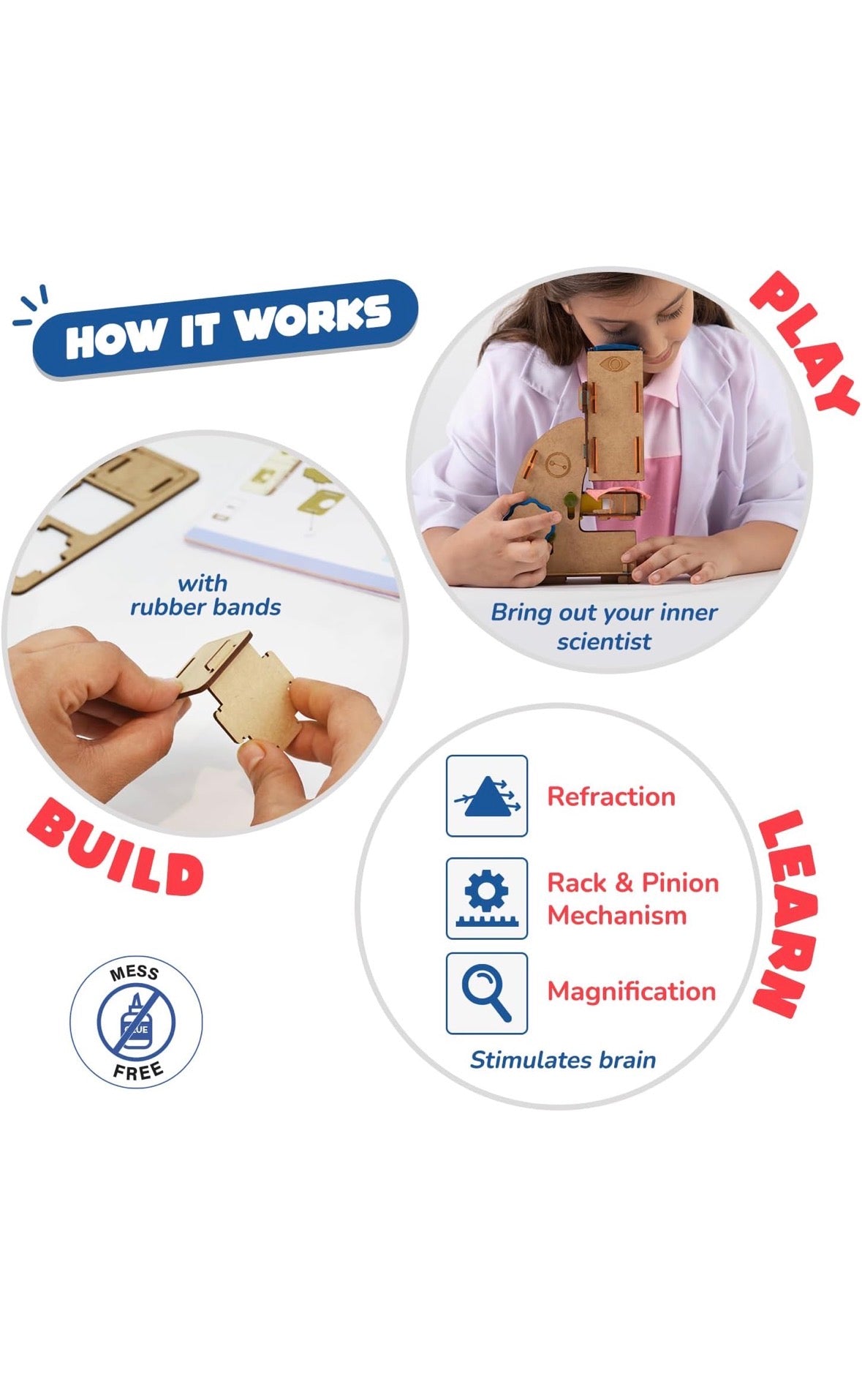 Smartivity STEM DIY Microscope Kit - Wooden 100x Zoom Educational Toy for Kids Ages 8+