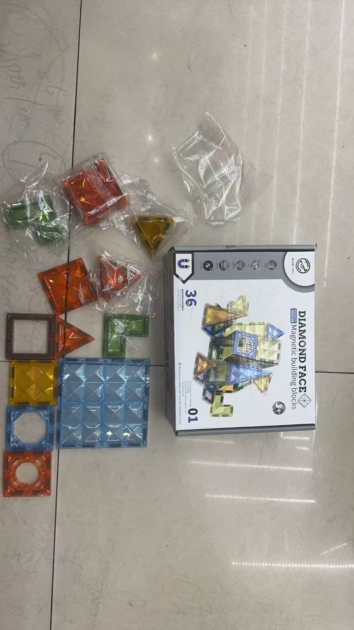 Diamond Face Magnetic Building Blocks – 36 Pcs Creative Construction Set for Kids 3+