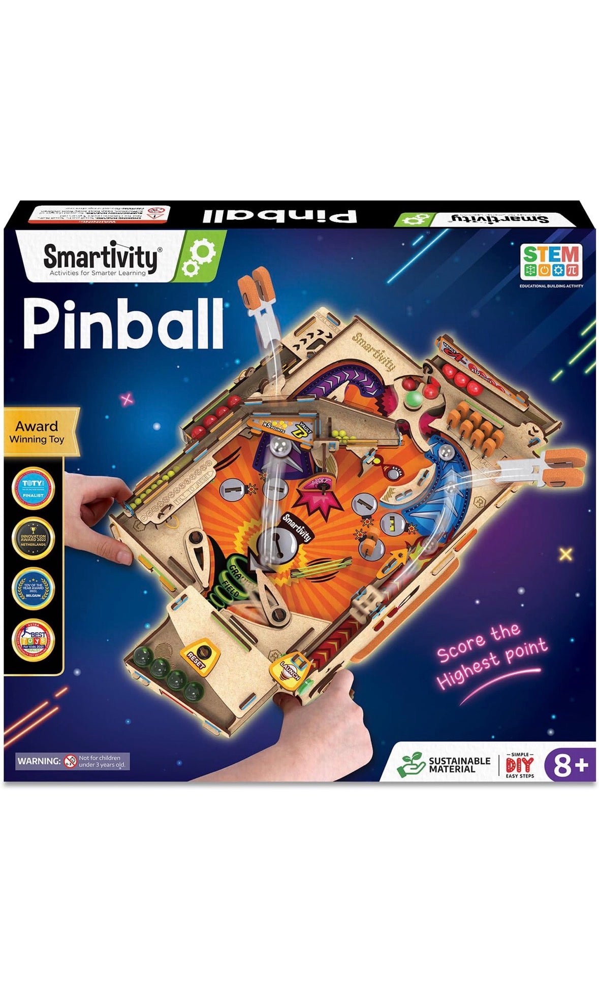 Smartivity DIY Pinball Machine - Award-Winning STEM Learning Toy for Kids Ages 8+ | Build Your Own Wooden Arcade Game