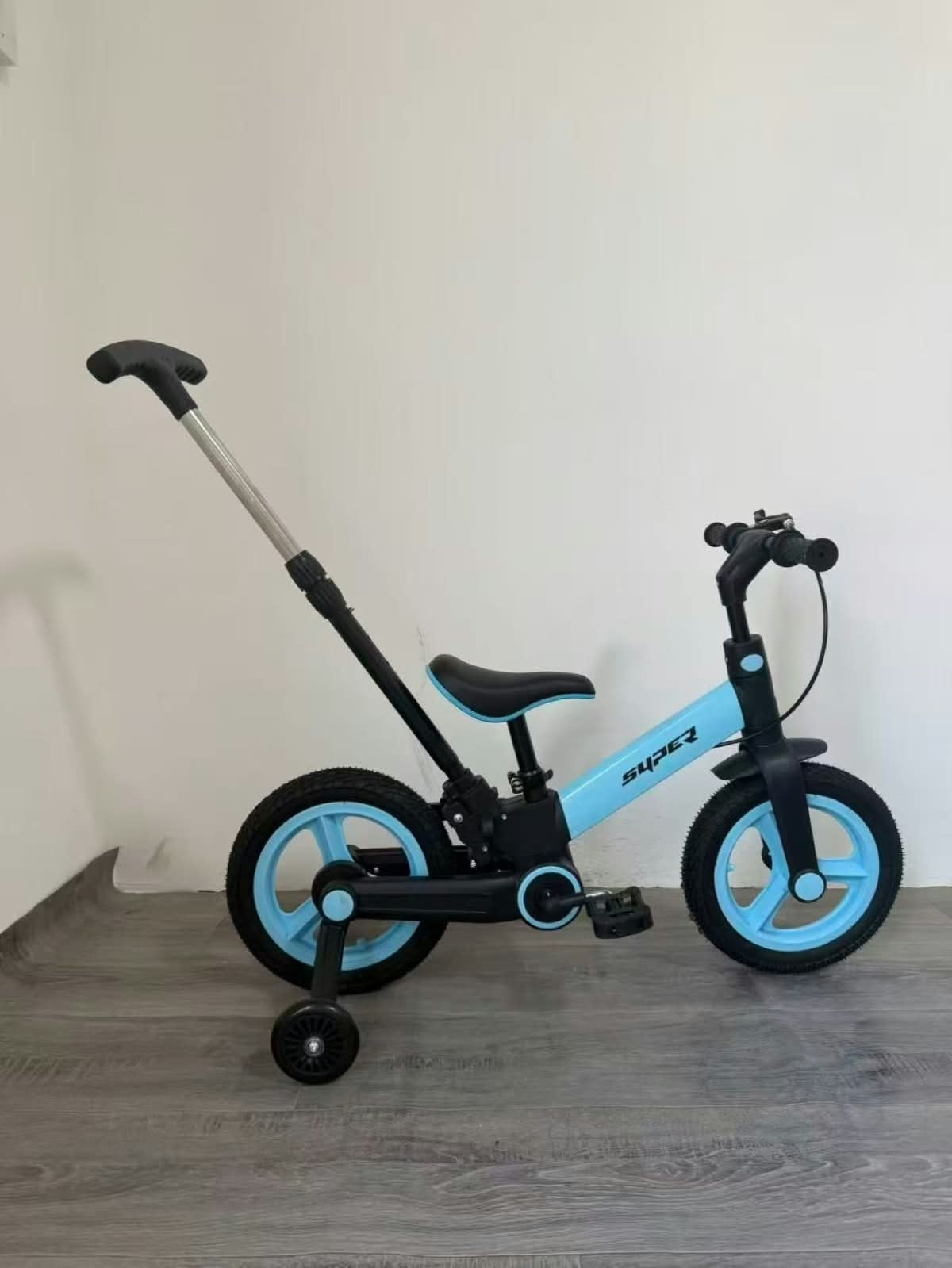 Kids Tricycle with Push Handle | 3-Wheel Baby Ride-On Bicycle with Training Wheels