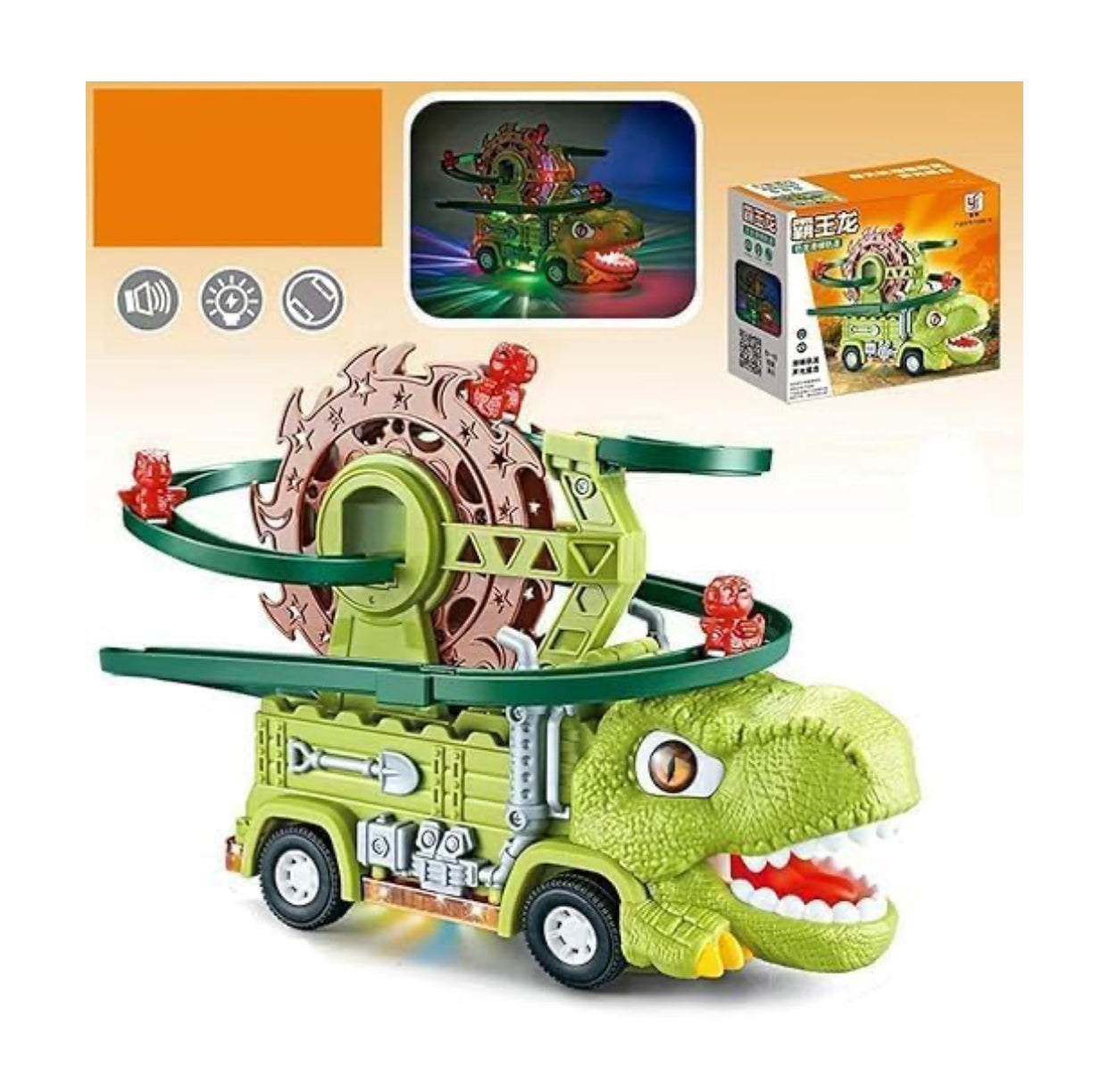 Dinosaur Spinning Track Adventure Truck – Lights & Moving Animals