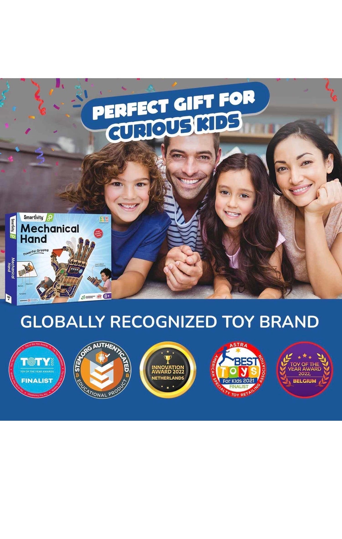 Smartivity Robotic Mechanical Hand | DIY STEAM Building Kit for Kids 8-14 | Learn Anatomy, Engineering & Biomimicry | Free Stickers Included | Eco-Friendly STEM Toy