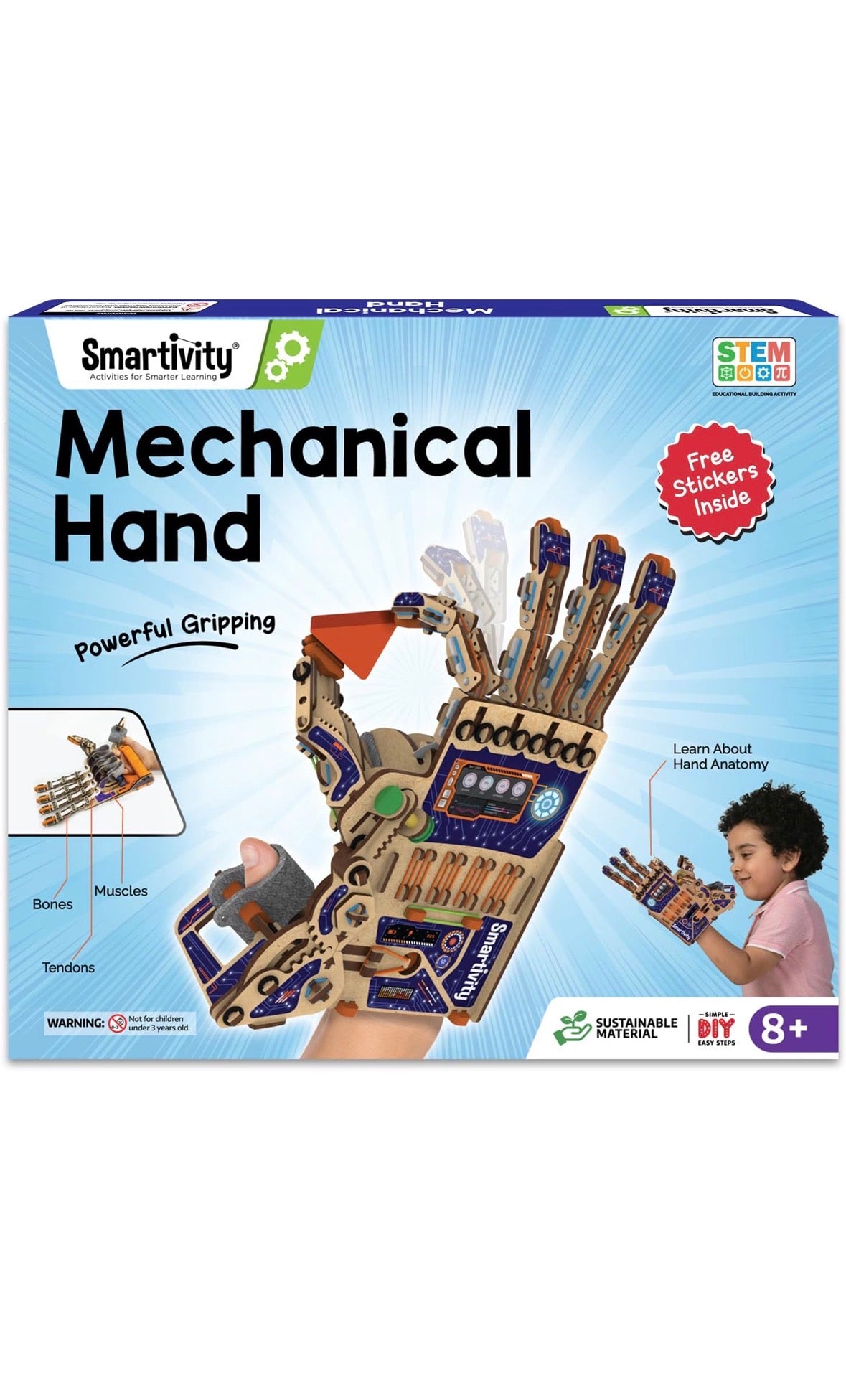Smartivity Robotic Mechanical Hand | DIY STEAM Building Kit for Kids 8-14 | Learn Anatomy, Engineering & Biomimicry | Free Stickers Included | Eco-Friendly STEM Toy