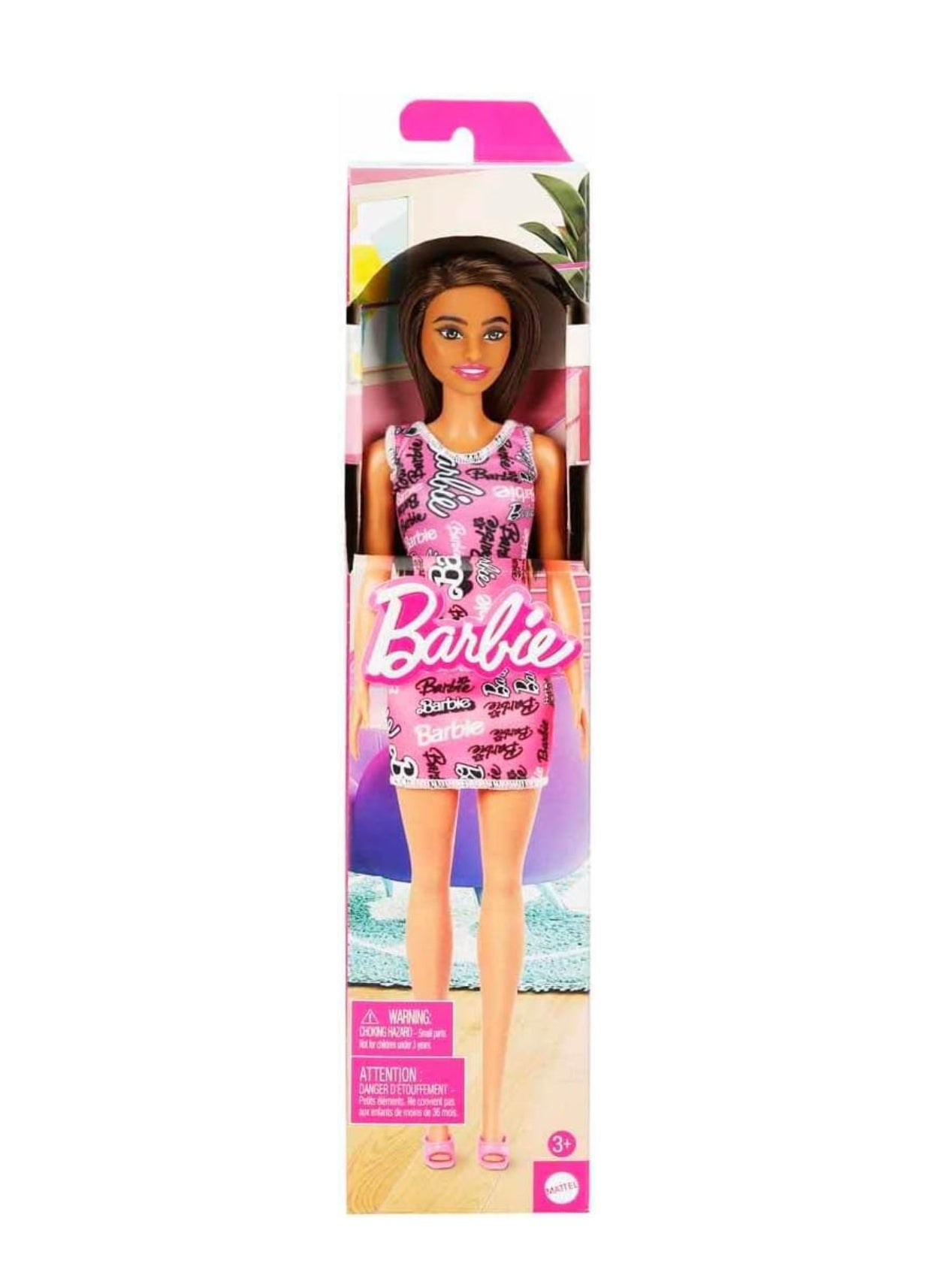 Barbie Fashion Doll – Pink Logo Dress & Heeled Sandals | Official Mattel Doll
