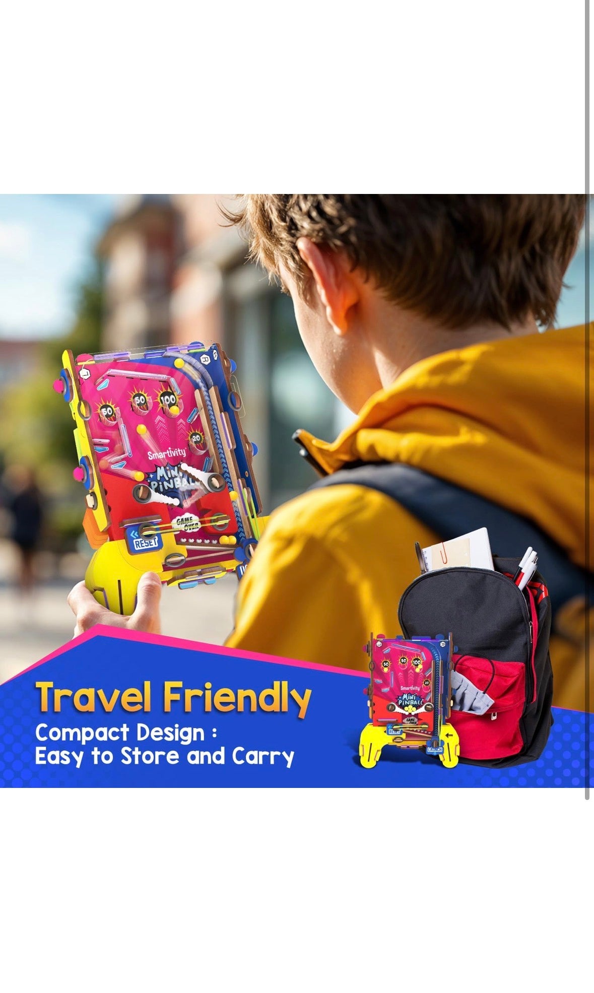 Smartivity Mini Pinball | DIY STEAM Building Kit for Kids 6-12 | Pocket-Sized Fun | Learn Physics & Engineering | Eco-Friendly STEM Toy