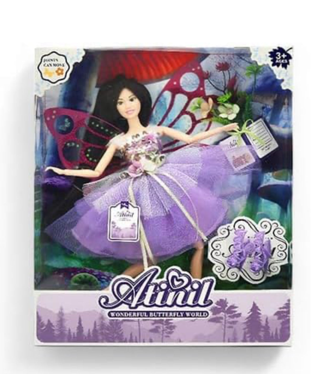 Atinil Butterfly Fairy Doll – Magical Purple Dress & Wings Playset