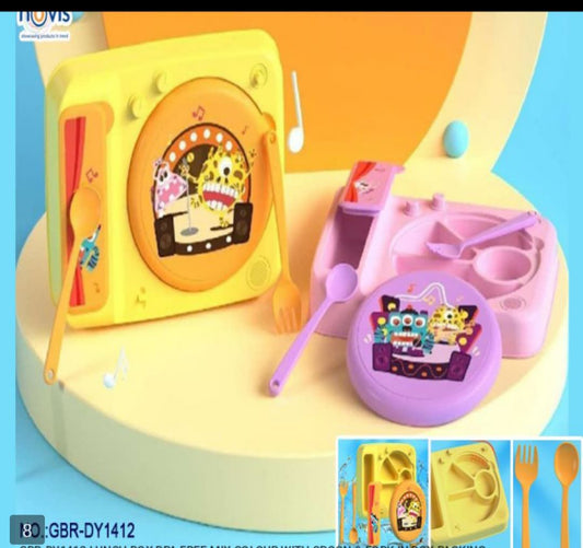 Musical Cartoon Kids Dinner Set – Fun Mealtime Plate Set with Spoon & Fork