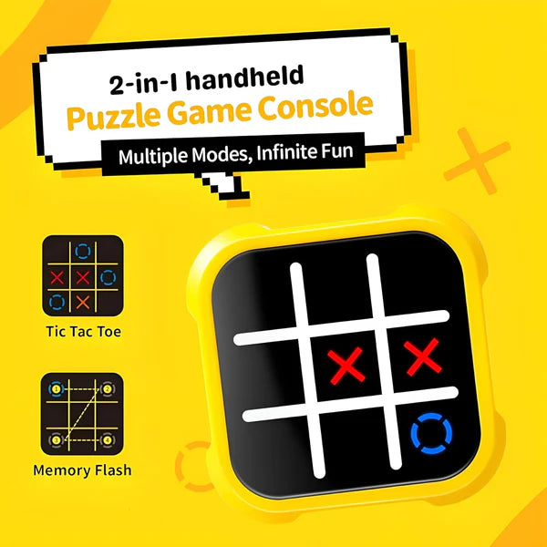 4-in-1 Electronic Tic Tac Toe & Memory Game – Portable Handheld Puzzle Console (Random Colour)