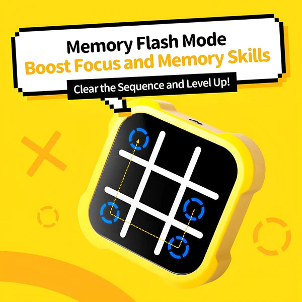 4-in-1 Electronic Tic Tac Toe & Memory Game – Portable Handheld Puzzle Console (Random Colour)