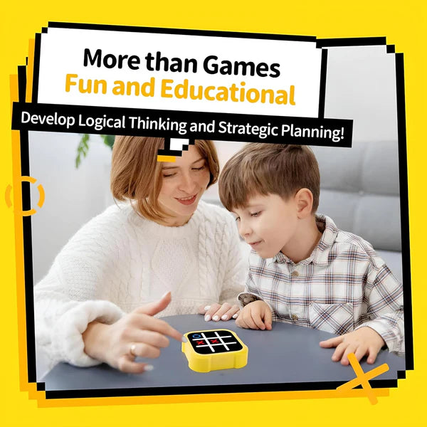 4-in-1 Electronic Tic Tac Toe & Memory Game – Portable Handheld Puzzle Console (Random Colour)