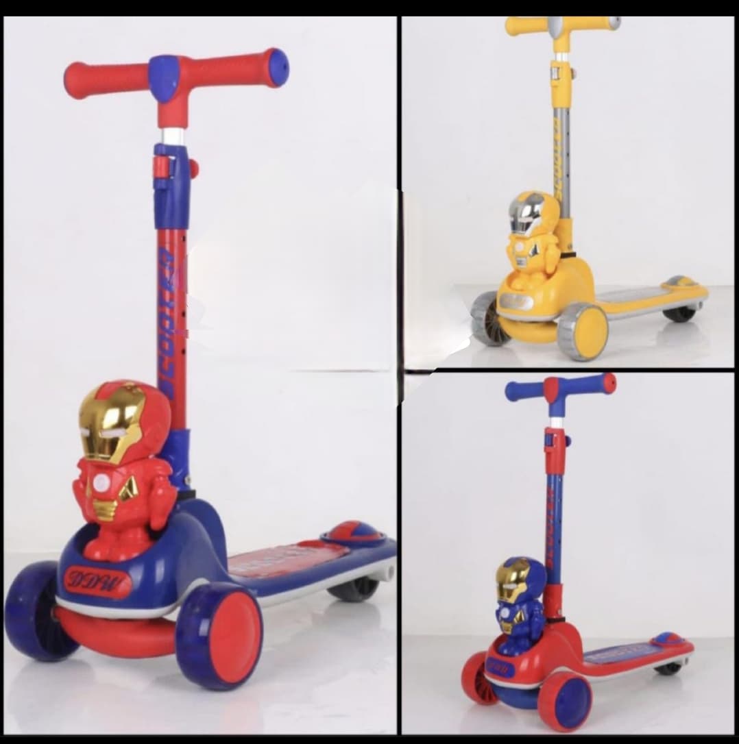 Superhero 3-Wheel Kids Scooter – Adjustable Height, LED Wheels, Foldable Design
