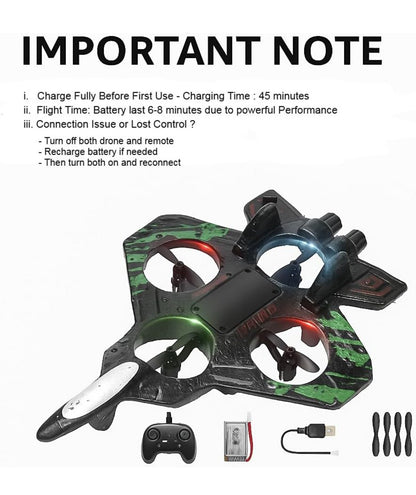 🚀 Stealth Fighter RC Drone – Dual Propeller Aircraft with LED Lights (2.4GHz)