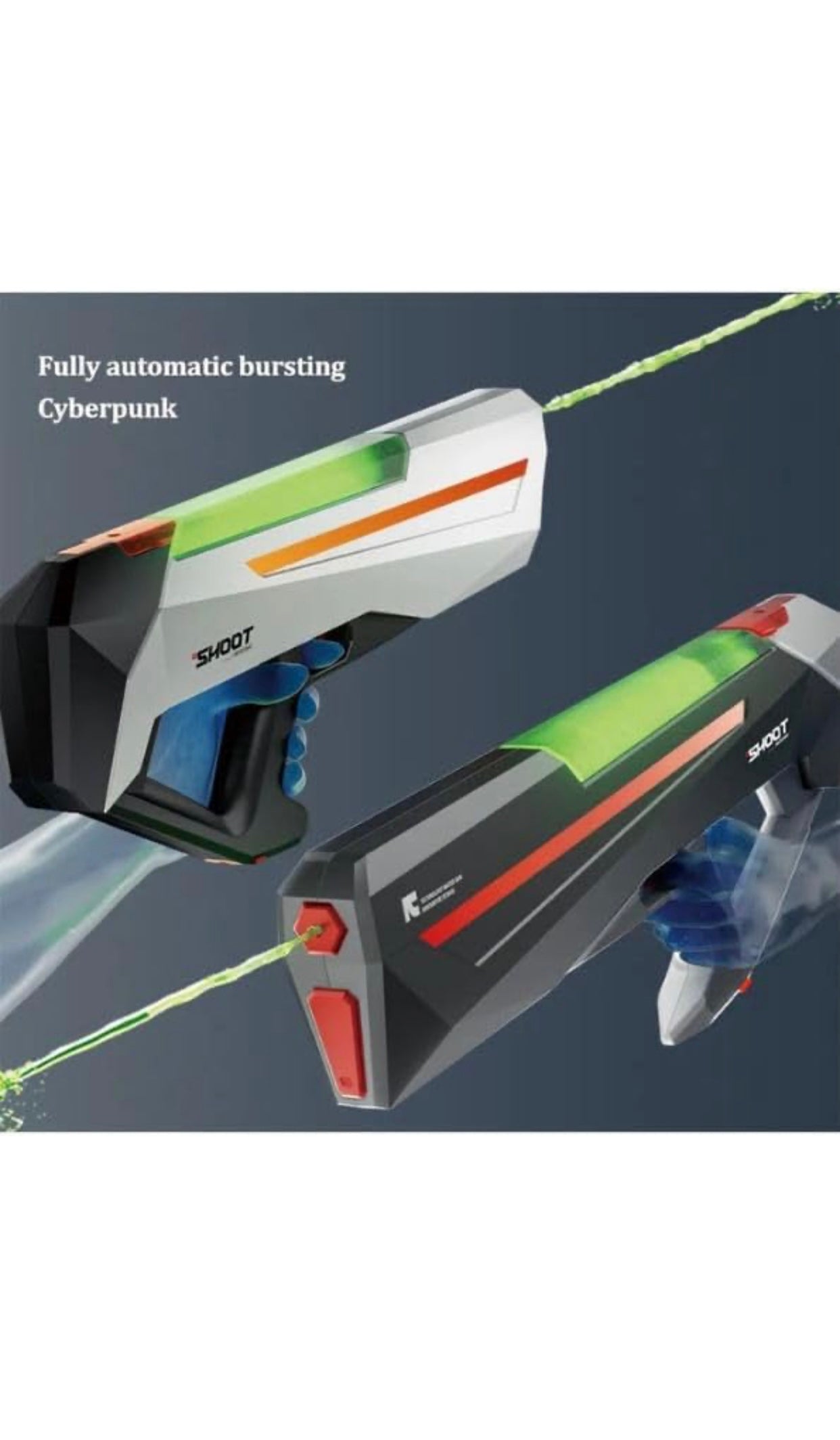 🔫 Cyberpunk Electric Water Gun – Rechargeable Automatic Summer Blaster for Kids