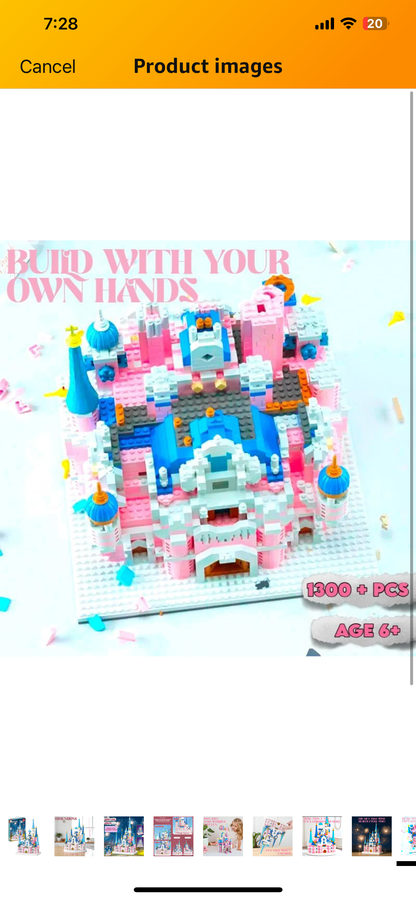 QOSB Castle Micro Building Block Set - Princess & Prince Fairy Tale Castle - 1300+ Pieces