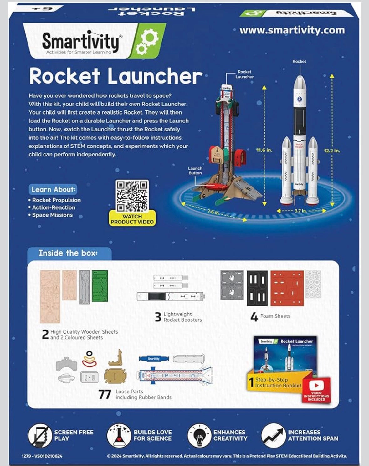 Smartivity Rocket Launcher | DIY STEAM Building Kit for Kids 6-14 | Build & Launch Your Own Rocket | Learn Propulsion & Space Science | Eco-Friendly STEM Toy