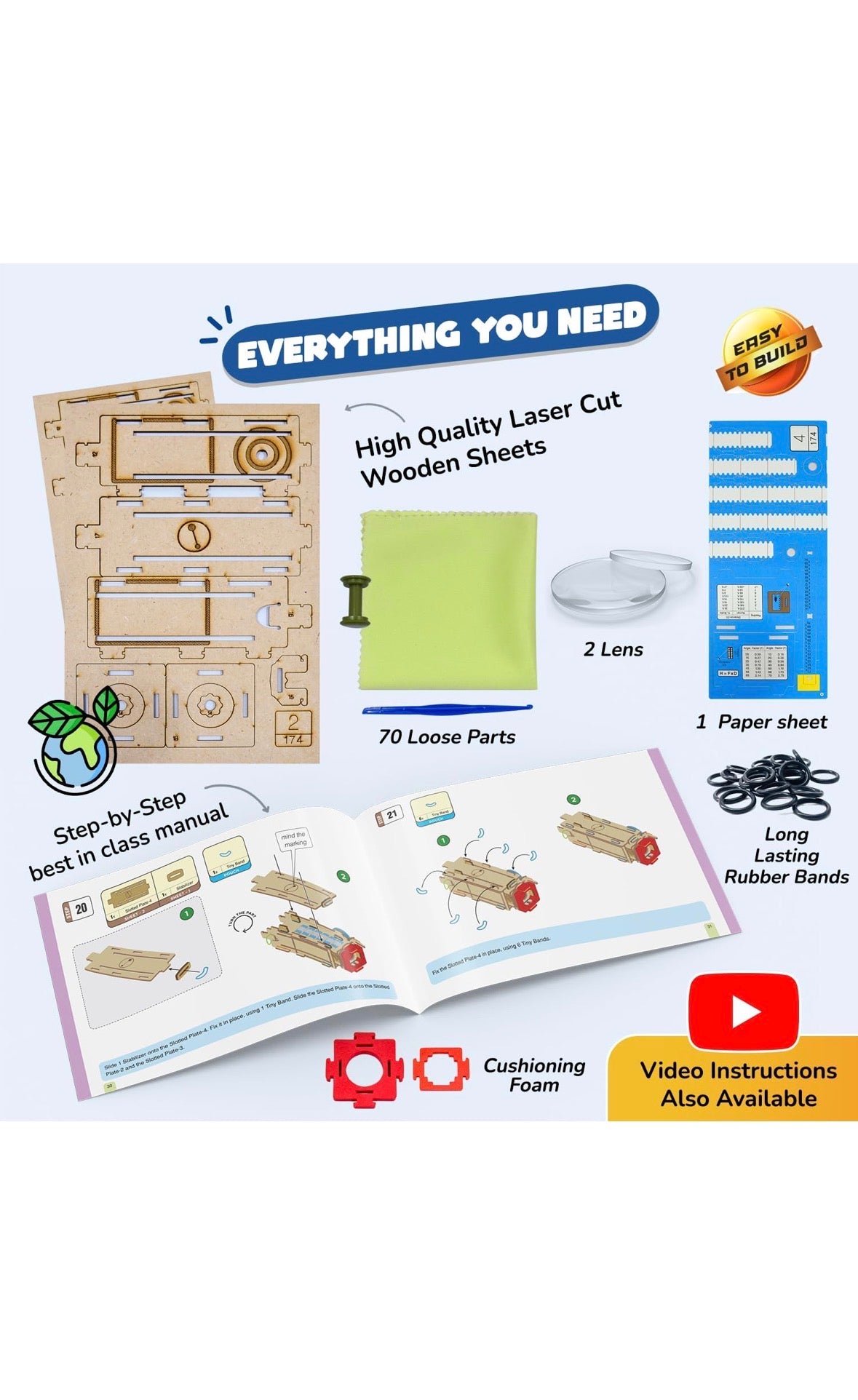 Smartivity Telescope | DIY STEAM Building Kit for Kids 8-14 | Build Your Own 8x Zoom Telescope | Learn Astronomy & Optics | Eco-Friendly STEM Toy