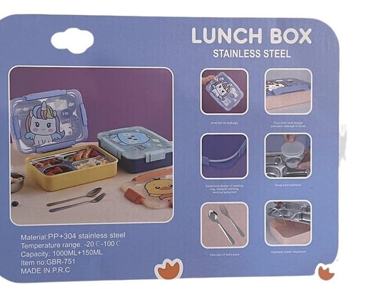 4 Compartment stainless steel Lunch Box with Lids and Soup Bowl |4 Compartment Stainless Steel Insulated Lunch Boxes for Boys/Girls/School/Office Vaccum Tifin Box for Women Leak Proof Snack Lunch Box