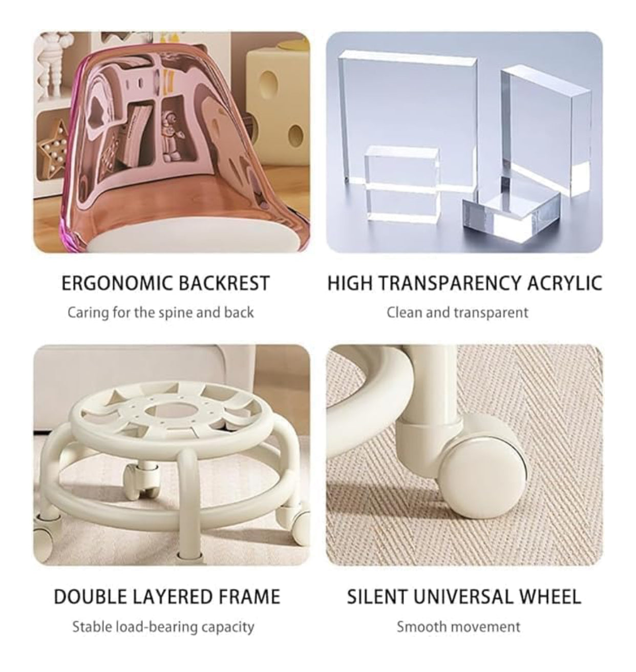 🪑 Modern Transparent Swivel Chair with Wheels – Comfort & Style Combined