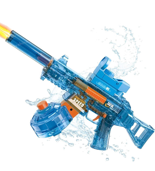 Transparent Electric Water Gun with Drum Tank | Rechargeable Automatic High-Speed Water Blaster