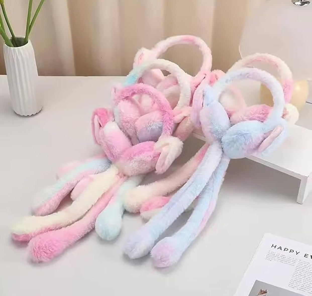 Cute Plush Winter Earmuffs with Scarf – Soft & Cozy Cold Weather Accessory