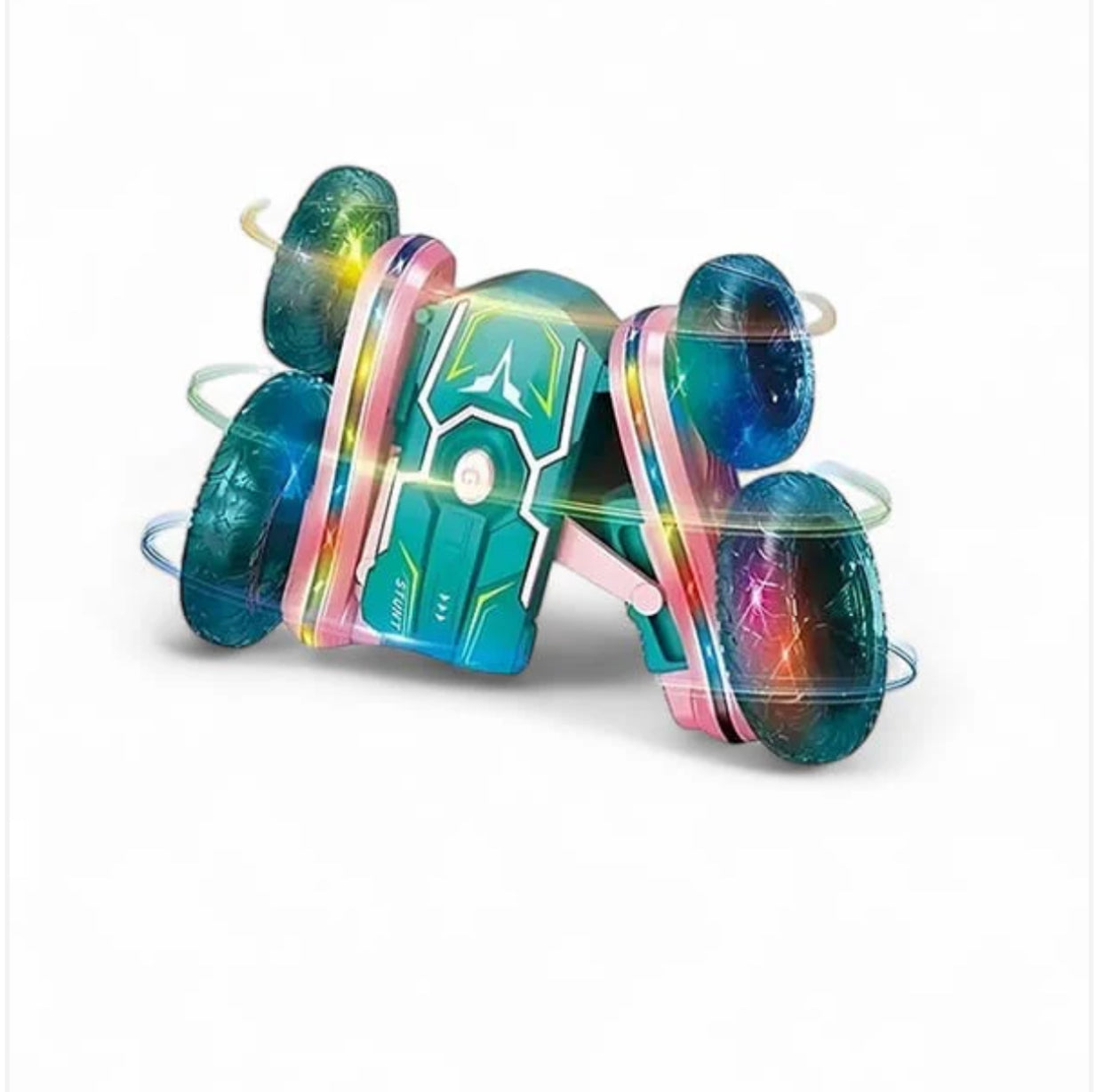 RC Stunt Car – 2.4GHz Double-Sided Flip Car with LED Light Wheels (Rechargeable)