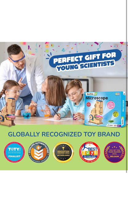 Smartivity STEM DIY Microscope Kit - Wooden 100x Zoom Educational Toy for Kids Ages 8+