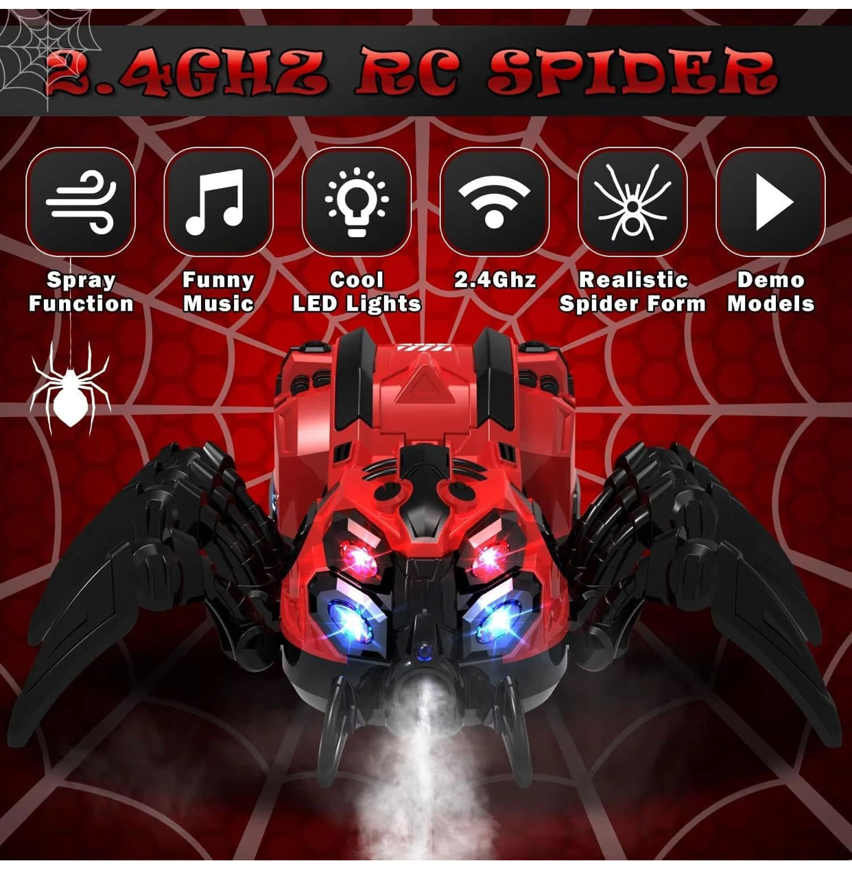 RC Robot Spider Toy with Light, Sound & Spray Effect | Remote Control Crawling Spider for Kids