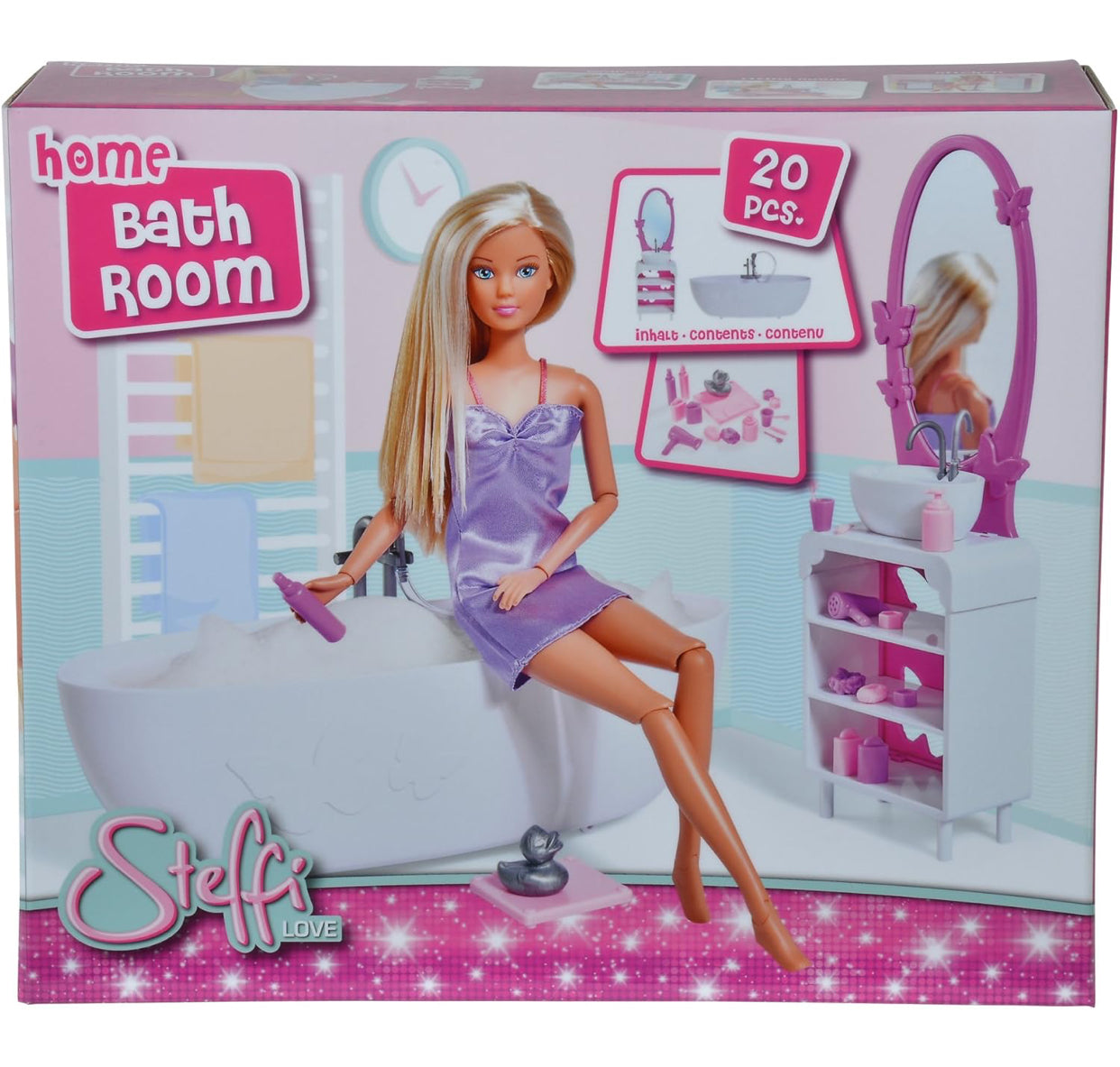 Steffi Love Home Bathroom Playset – 20-Piece Bath & Vanity Accessory Doll Set (3+ Years)