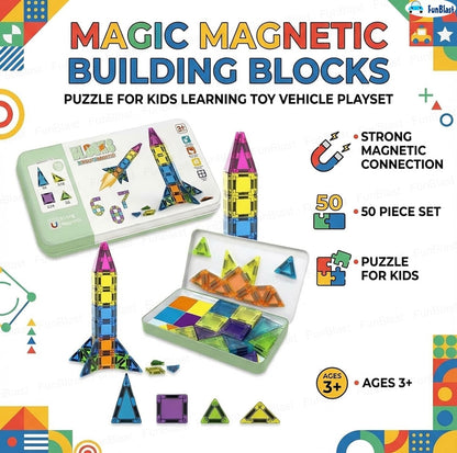 50-Piece Magnetic Building Blocks Set for Kids – Educational STEM Construction Toy with Storage Box