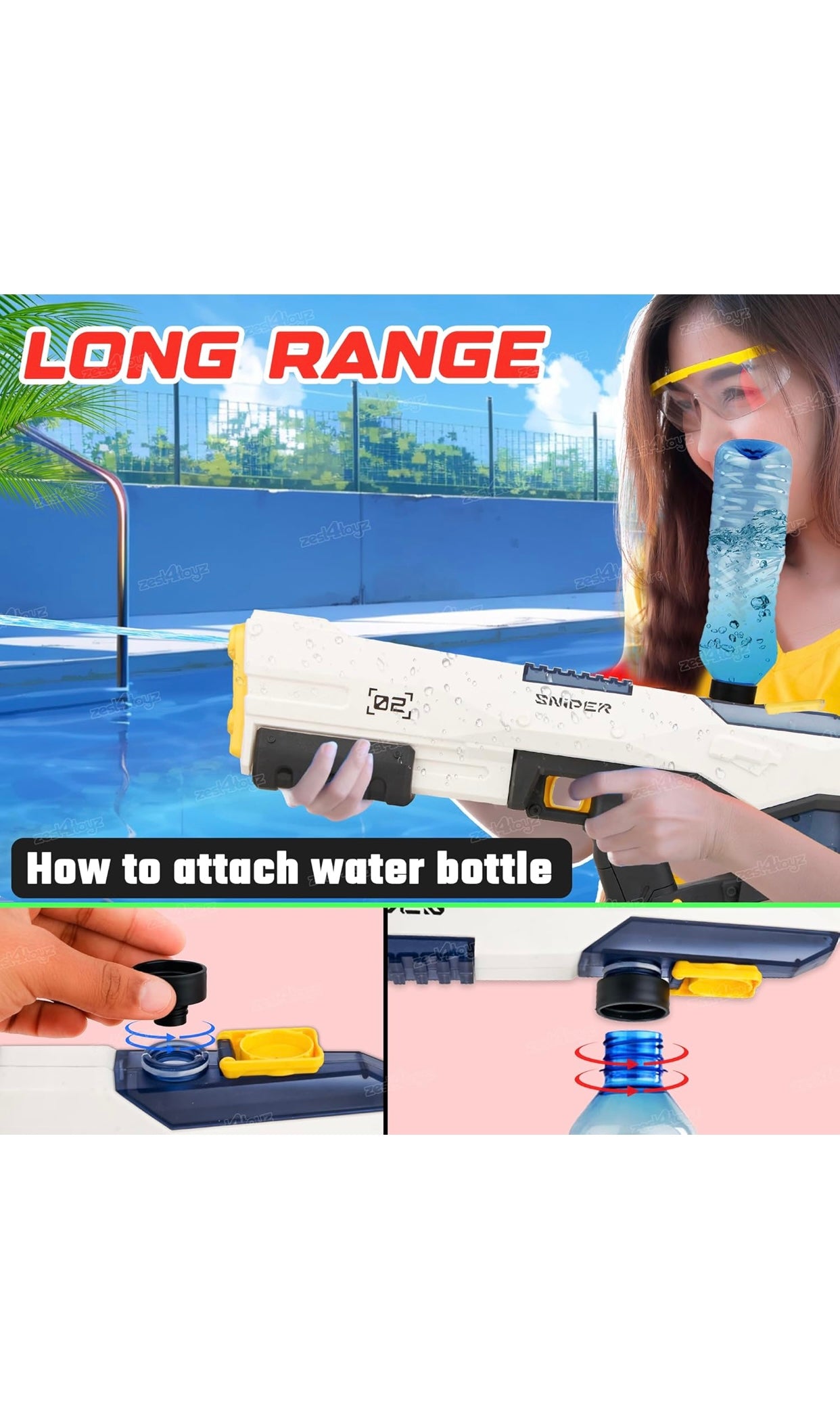💦 Sniper Electric Water Gun – Rechargeable Automatic Water Blaster with LCD Display