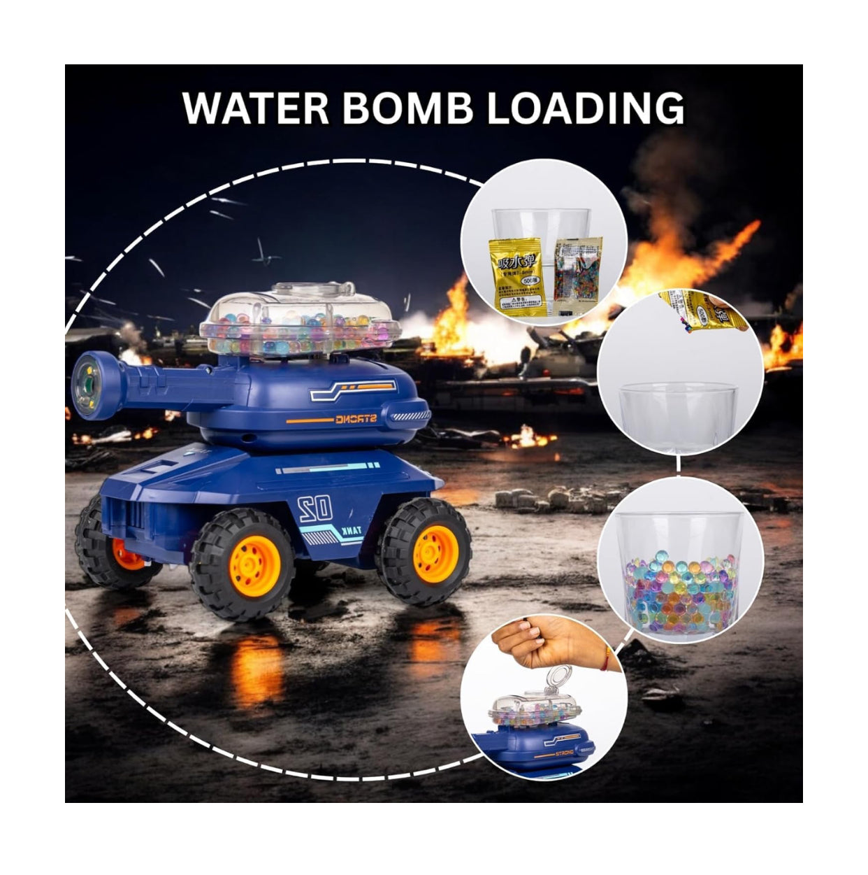 🚀 Kids Shooting Water Bullet Tank – Light & Action Toy Tank