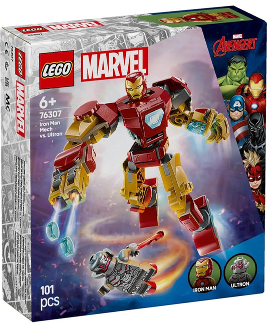 LEGO Marvel Iron Man Mech vs. Ultron (76307) – Buildable Superhero Action Figure Set