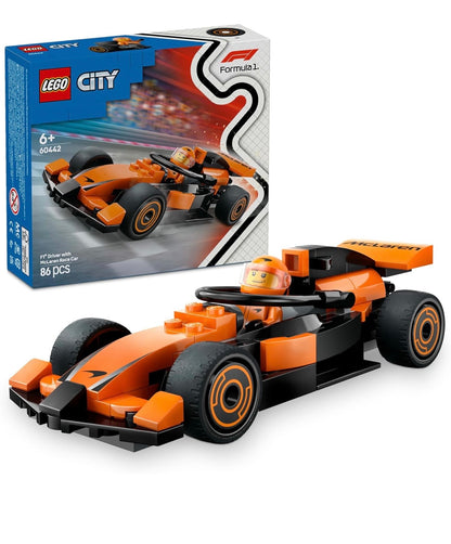LEGO City F1 Driver with McLaren Race Car (60442) – Formula 1 Building Toy Set
