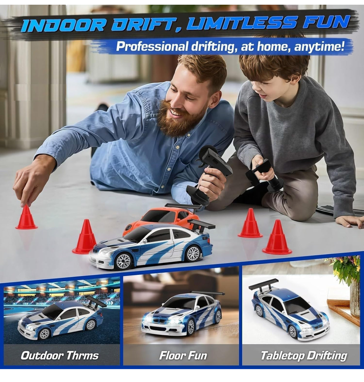 1:43 Scale 4WD RC Drift Car – High-Speed Gyro Drift Racer (15+ km/h)