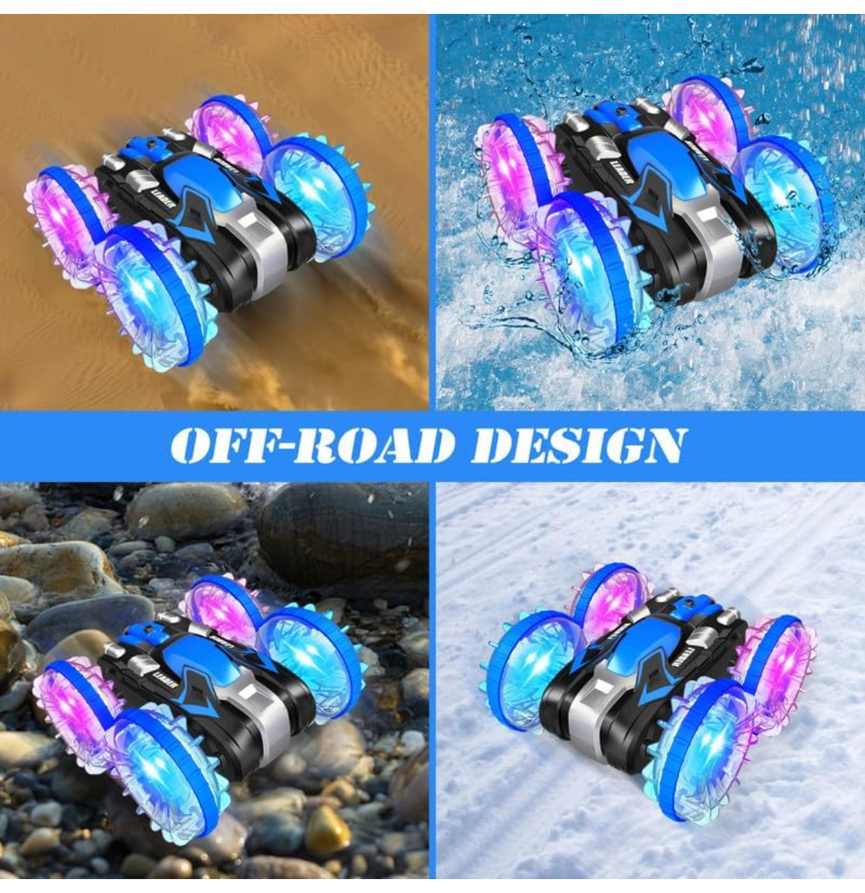 All-Terrain RC Stunt Car – Water & Land 4WD Double-Sided Rotating Racer (Rechargeable) – Ages 6+