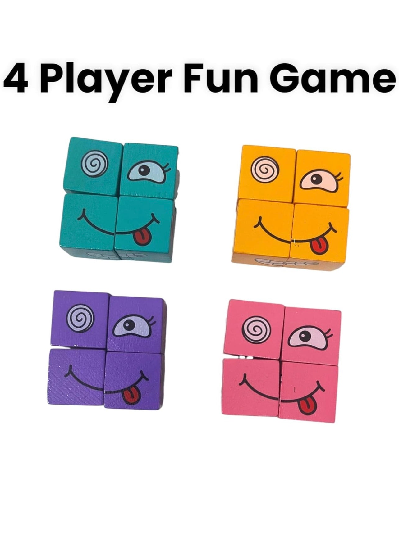 Emoji Face Matching Game – 70+ Challenge Cards, 4 Emoji Face Cubes & Winner Bell (Family & Kids Fun Game)