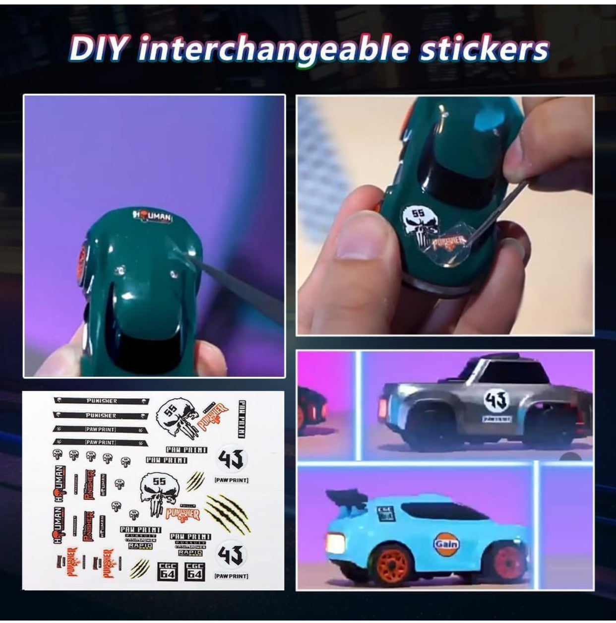 Mini 4WD High-Speed Drift RC Car – “Punisher Edition”