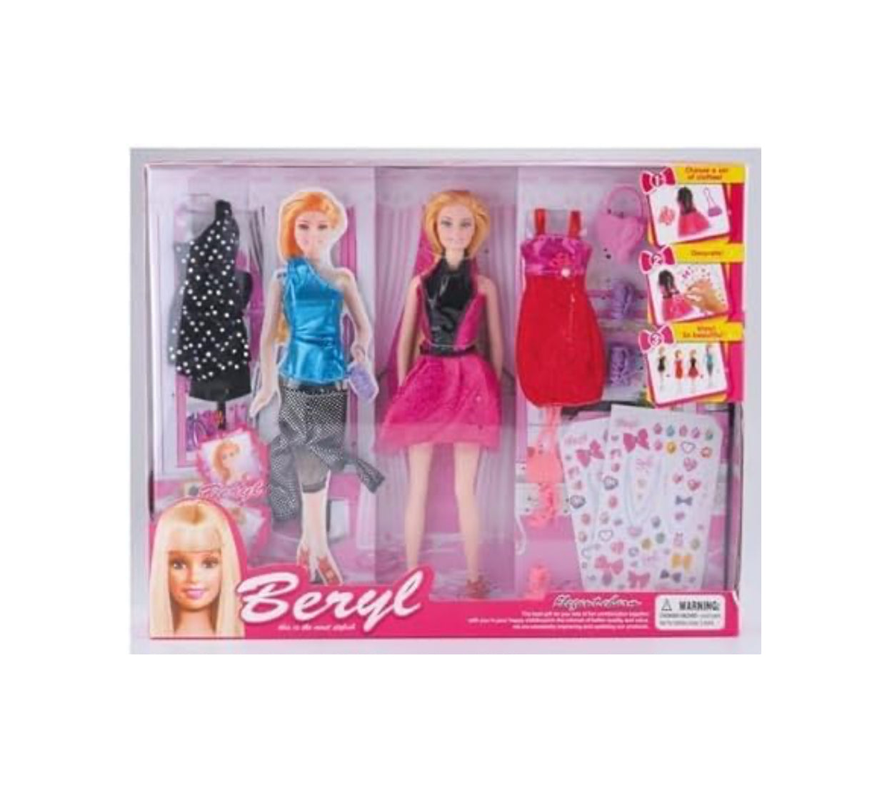 Beryl Fashion Doll Deluxe Dressing Set – With Outfits & Stickers (3+)