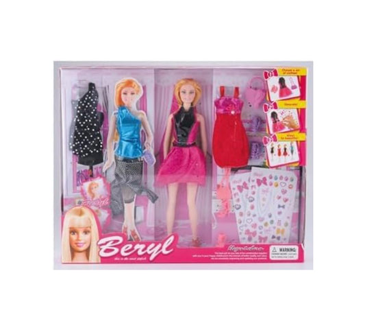 Beryl Fashion Doll Deluxe Dressing Set – With Outfits & Stickers (3+)