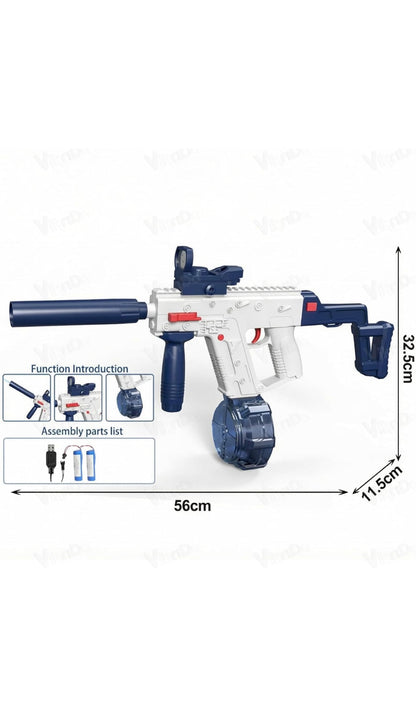 🔫 Electric Gel Blaster Toy Gun with Drum Magazine & Silencer (Rechargeable)